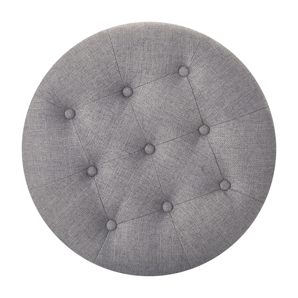Bennett Upholstered Button Tufted Storage Ottoman Small Space Ivory