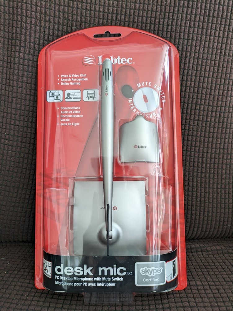 New Labtec Desk Mic 534 PC Desktop Microphone with Mute Switch