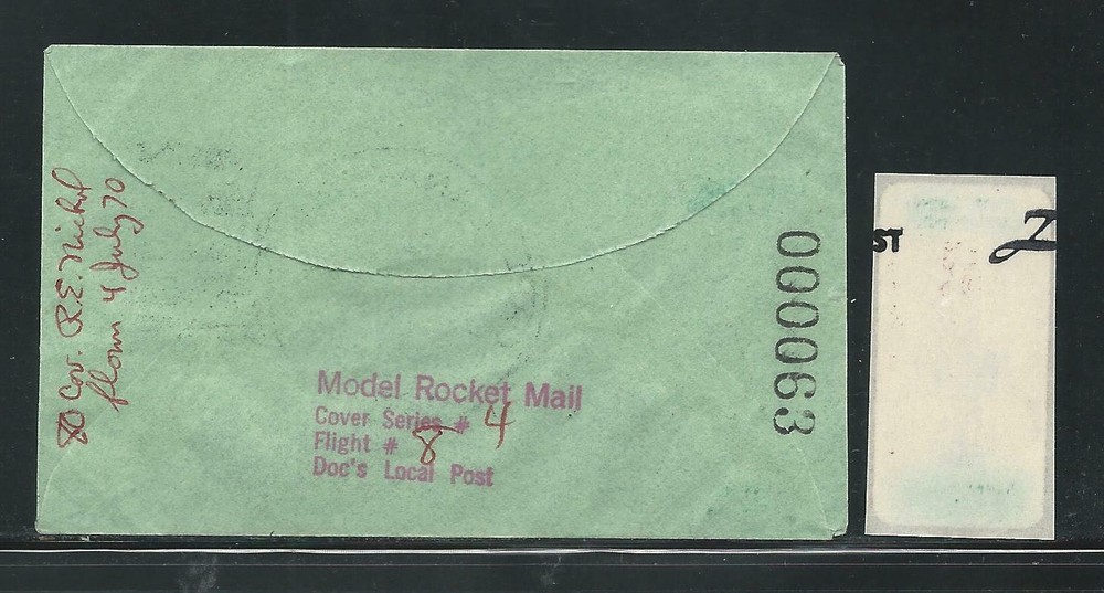 1970 US rocket mail - Doc's Local Post Moon Landing mini-cover