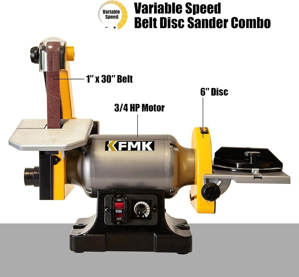 Variable Speed 1x30 Belt and 6 Disc Sander Combo 3/4 HP