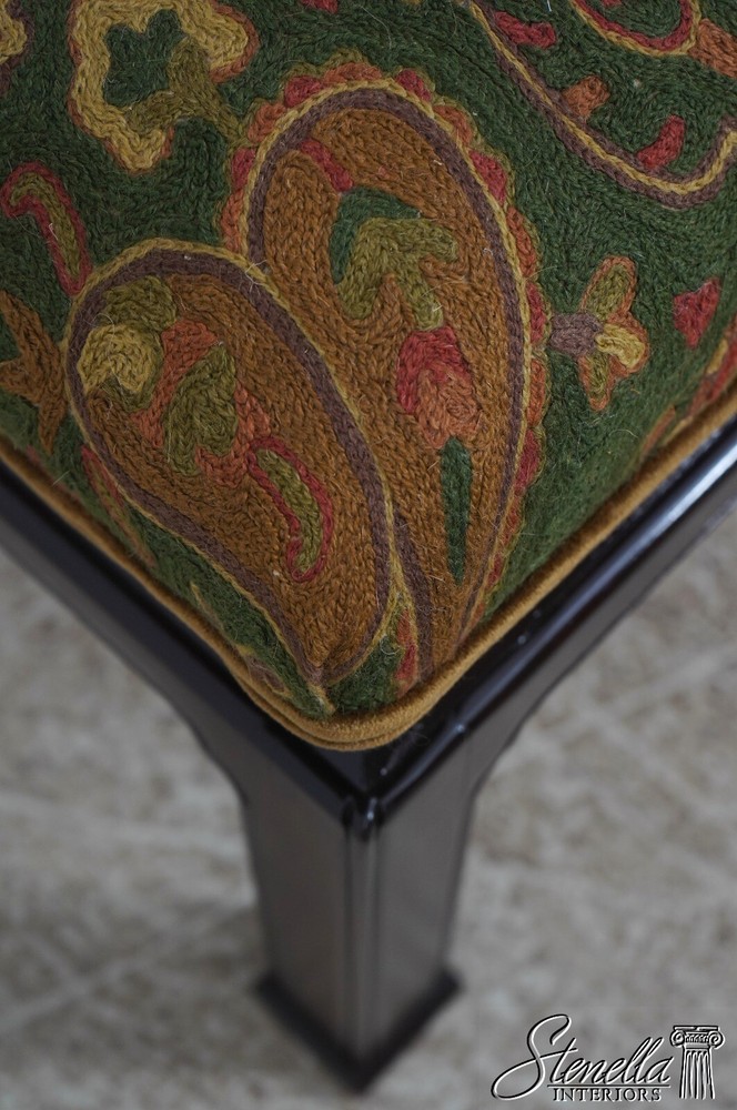 L68530: Crewlwork Upholstered Chippendale Ottoman Bench