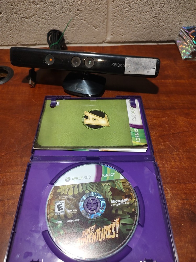 Microsoft Xbox 360 Kinect Sensor Bar Black 1414 With Game. Tested And Working A2
