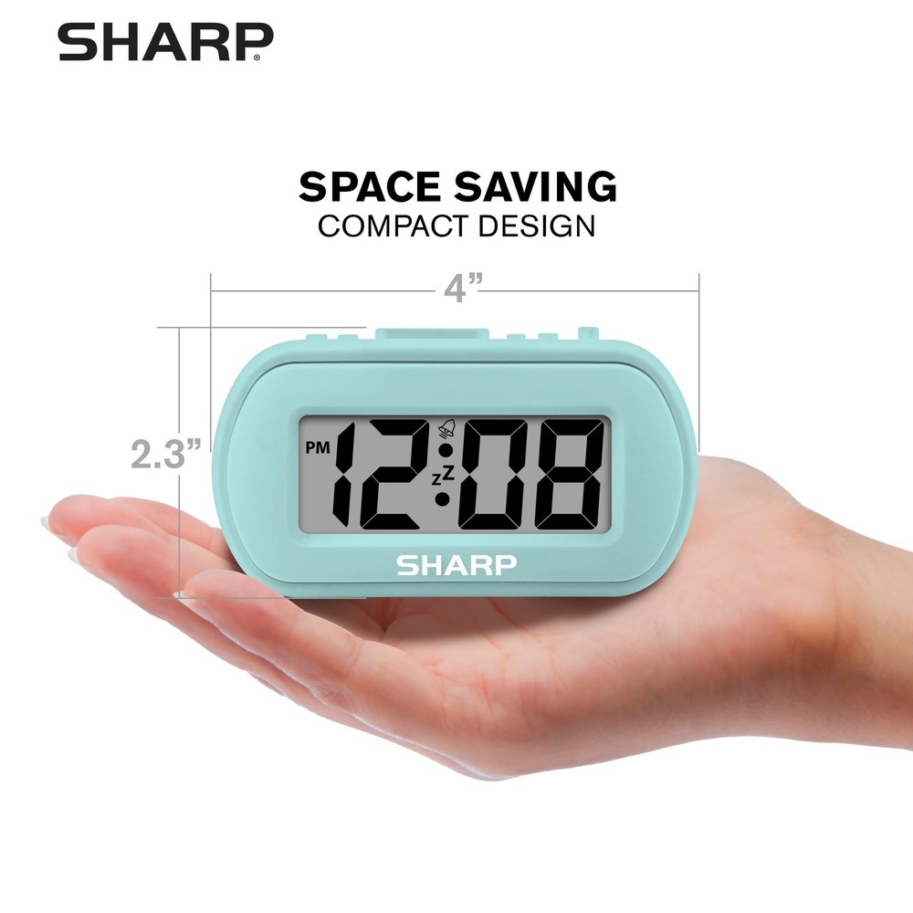 Sharp Digital Alarm Clock – Tactile Case with Soft Rubberized Small, Mint