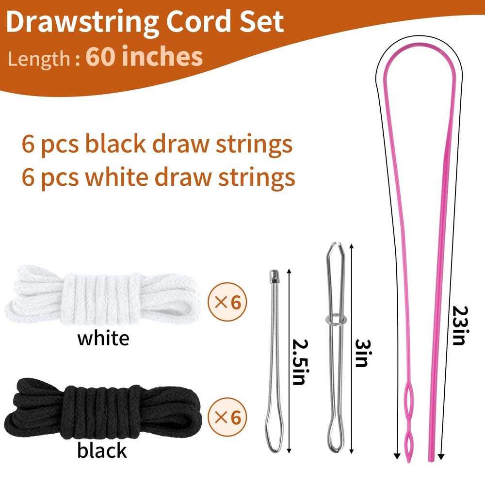 BEVTEE 12 Pcs Drawstring Cord, 60 Inch Hoodie String Replacement, Draw String...