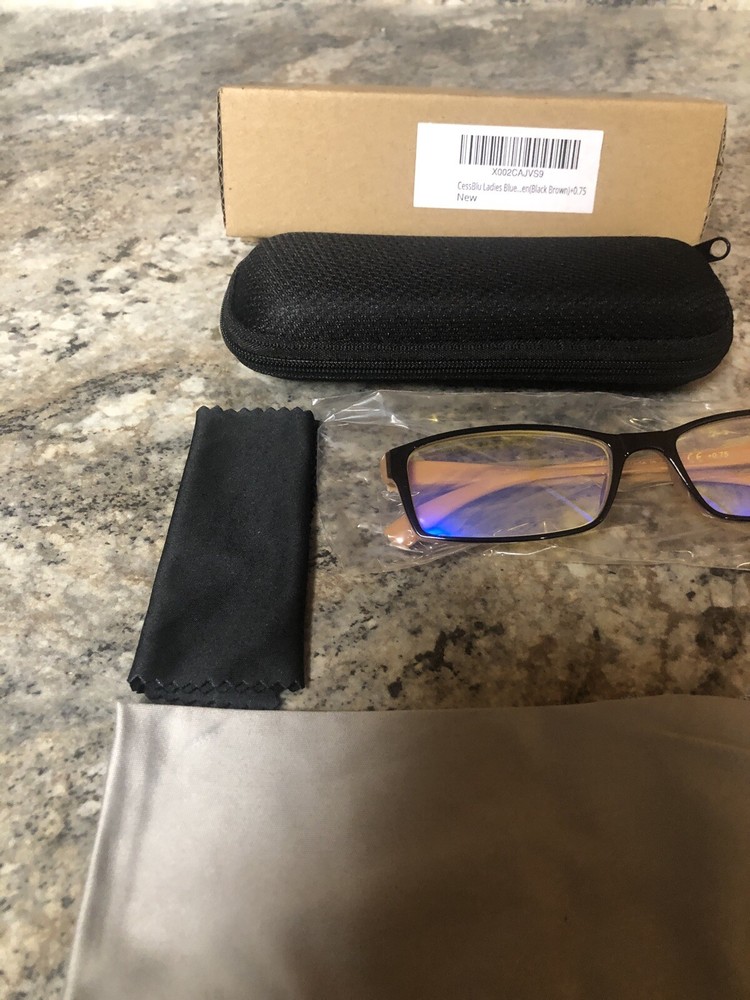 Open Box CessBlu Ladies Blue Light Screen Glasses Black Brown +0.75