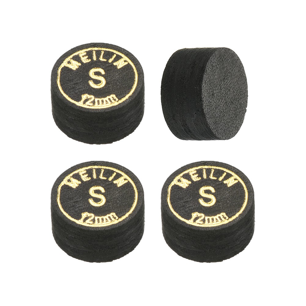12mm Billiard Stick Tips, 4pcs Soft Multiple Layer Billiard Accessories, Black