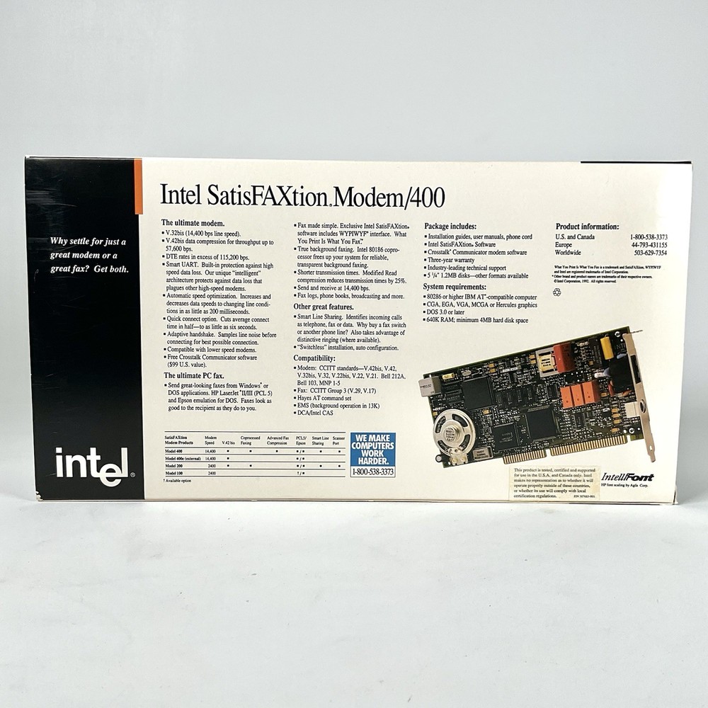 Intel SatisFAXtion Modem / 400 Internal 57,600 Bps Vintage Computing