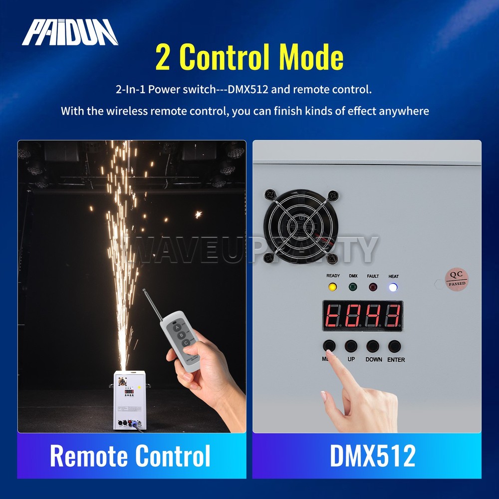 PAIDUN 2PCS 750W Cold Spark Firework Machine Sparkler Effect DMX Remote Control