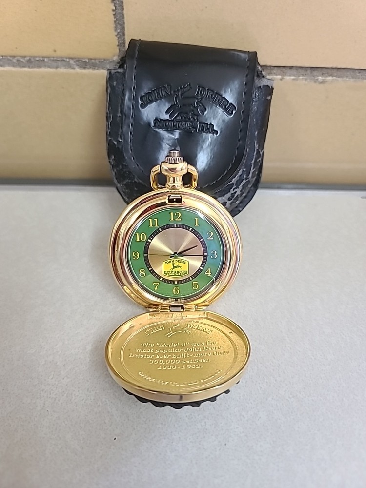 Franklin Mint John Deere Pocket Watch Model B Tested and Working New Battery