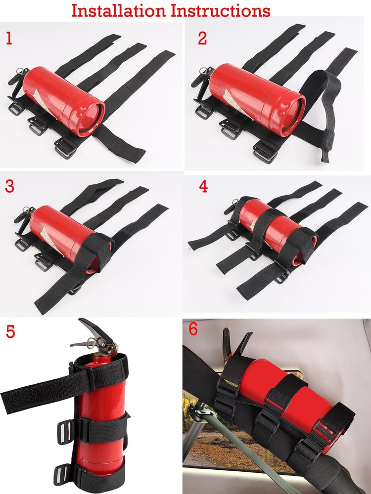 Universal Fire Extinguisher Straps Adjustable Roll Bar Mount 3 lb Fire Exting...
