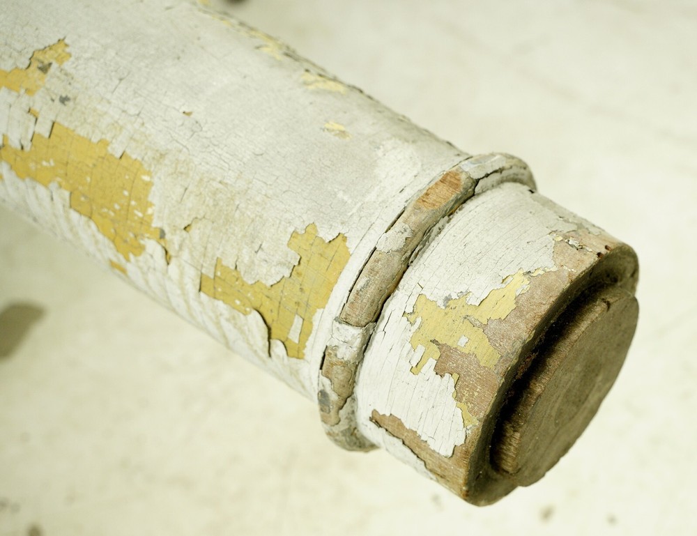 Pair of Reclaimed 91 in. White Round Solid Wood Columns