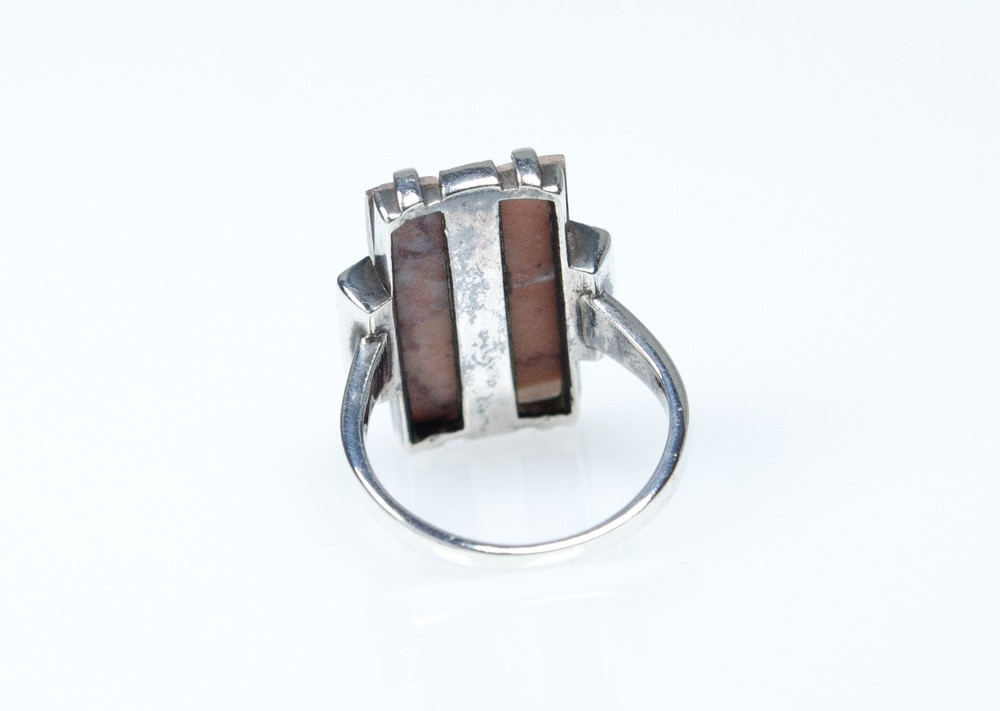 900 Silber Antik Art Deco Ring Achat Markasite Ringgröße 51,5