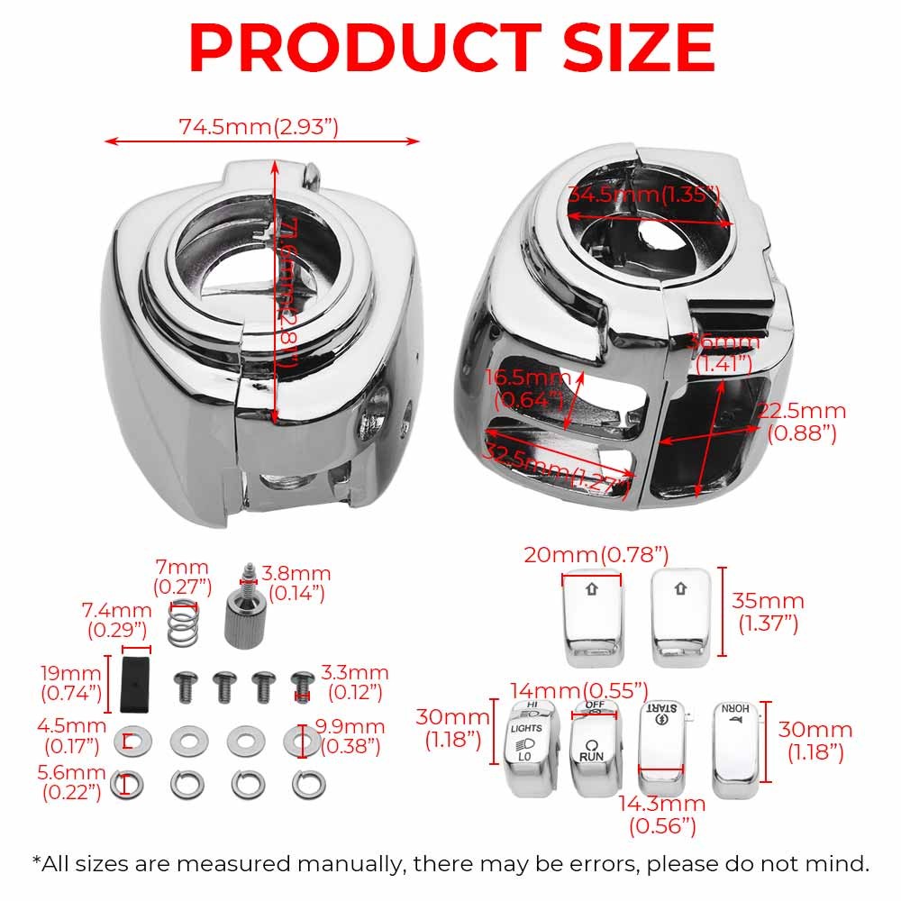 Switch Housing Covers Chrome & 6pcs Button Cap For Harley Softail Fat Boy 11-18