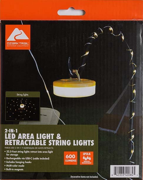 600 Lumen 2-in-1 Camping Light with 32.5 ft String Light – Lantern