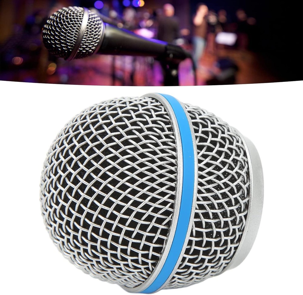Microphone Grill, Replacement Steel Mesh Grill Head for Beta58A...