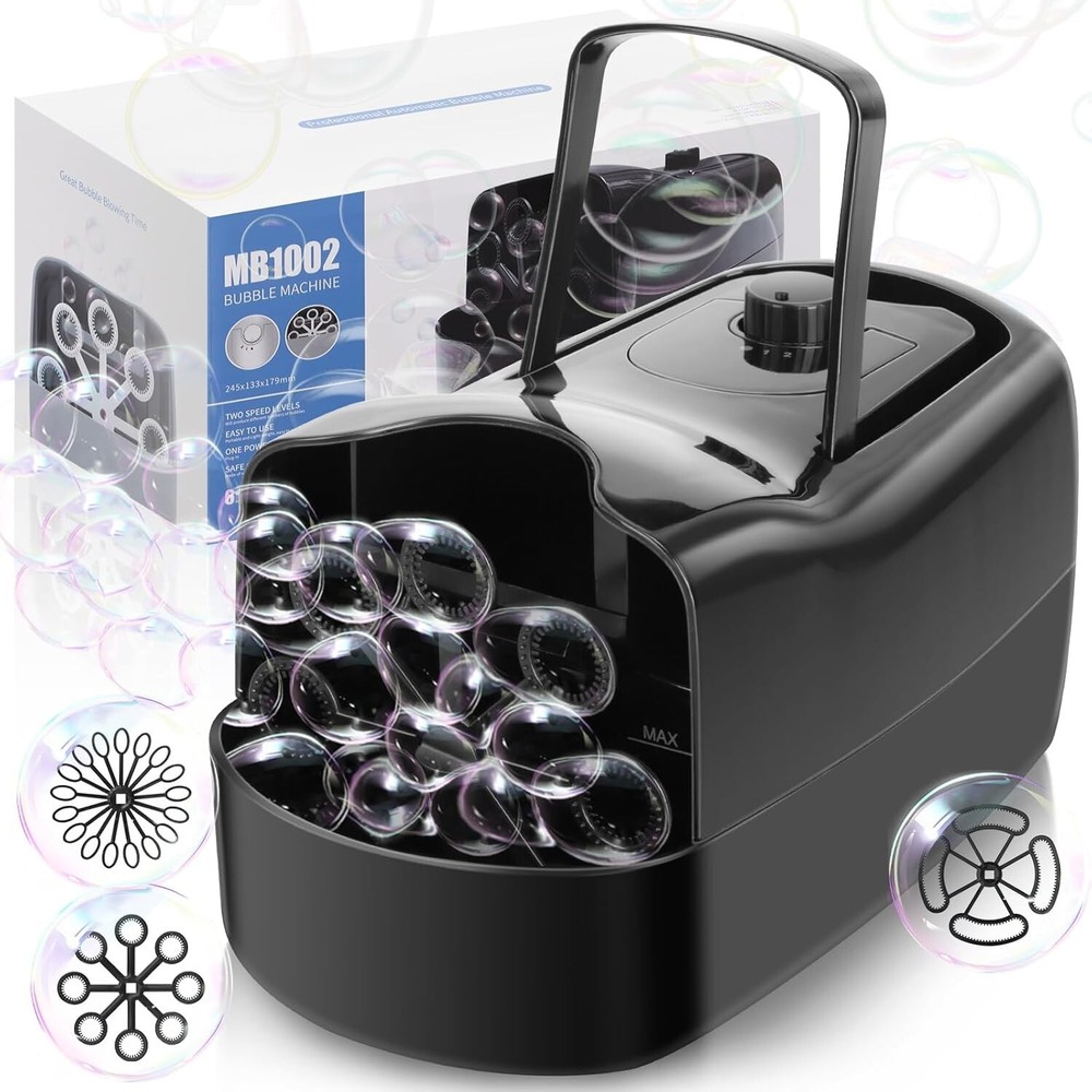 "Bubble Machine – 3 Size Bubbles, 2 Speeds Bubbles Per Minute,... "