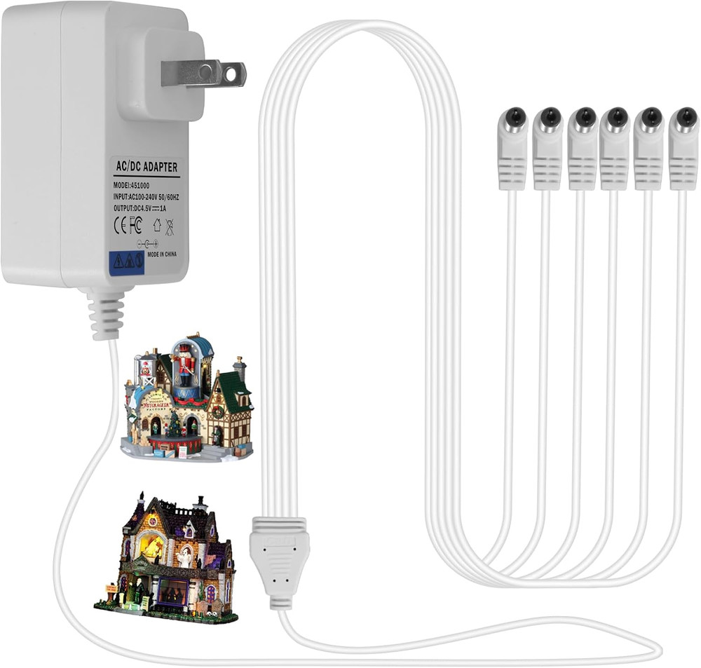 4.5V Power Adapter for Lemax Lighting Accessories with 6 Output Connectors