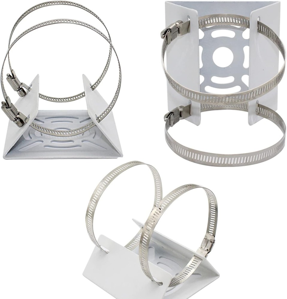 Universal Wall Mounting Bracket with 2 Loops, Vertical Pole 1 Pack, Ivory