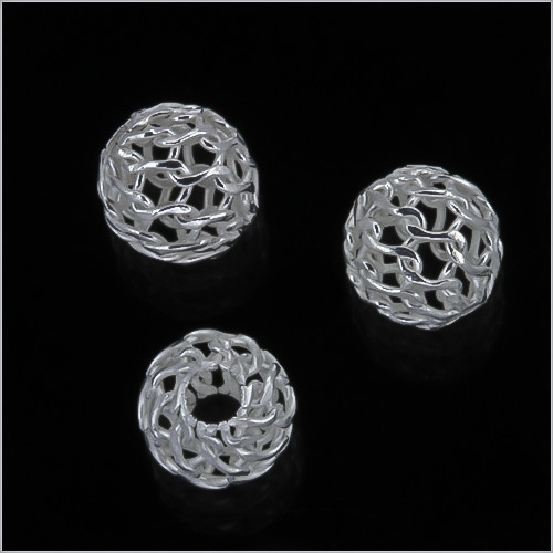 4 Sterling Silver Open Weave Round Beads ap. 6mm #51101