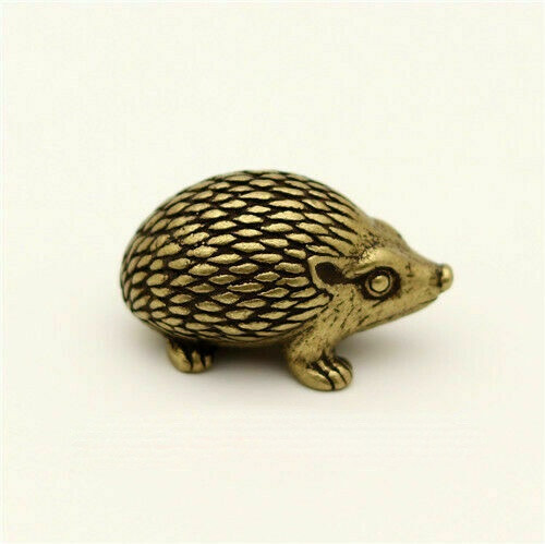 Chinese Old Collection Handmade Solid Bronze Hedgehog Tea Ceremony Statue