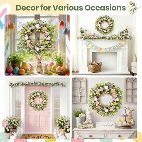 Wreath for Front Door Decorations Egg Door Wreath Decorations, Spring Easter
