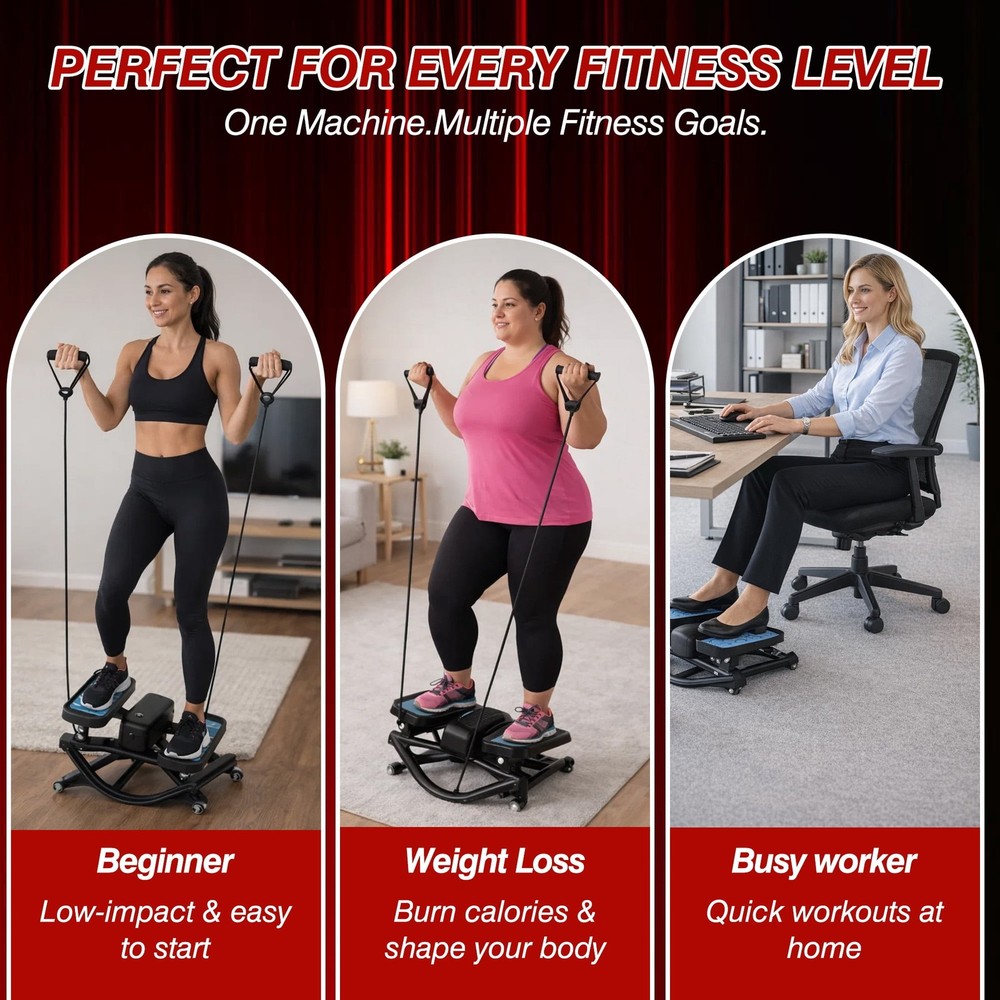 Lateral Side Stepper Machine with Resistance Bands Step Machine for Home Gym