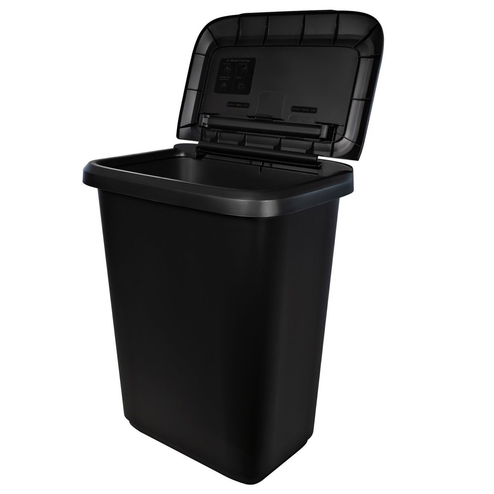 20.4 Gallon Trash Can Plastic Dual Function Divided Kitchen Trash Can Black US