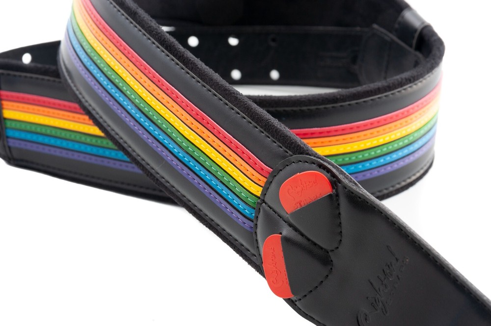 RightOn! Mojo Prisma Rainbow Black Guitar Strap