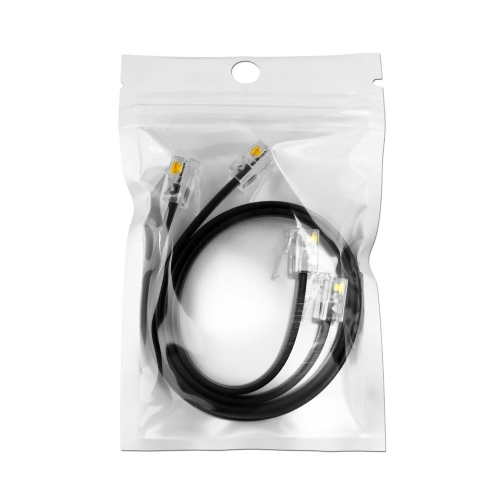 (2 Pack) Black RJ9 4P4C Straight or Reverse Cable. Custom Size From 2" - 10ft