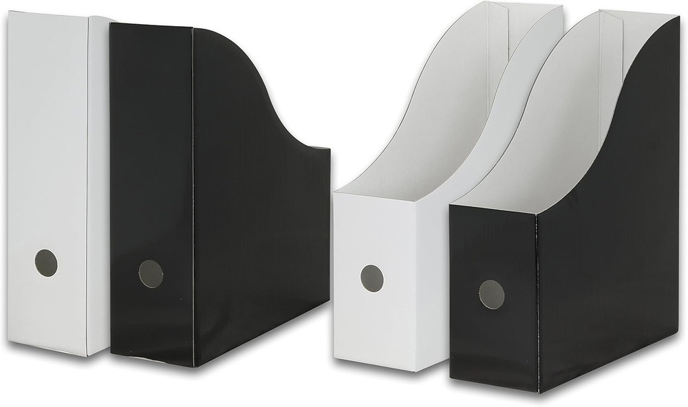 12-Pack Magazine File Holder Box, Foldable Cardboard Organizer, Black