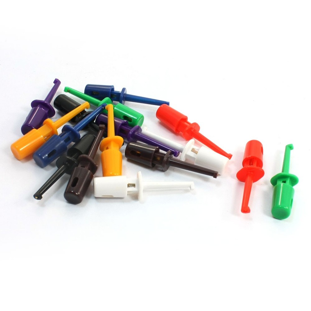 8 Pair Colored Plastic Covered Insulation Testing Lead Hook Clips Clamps