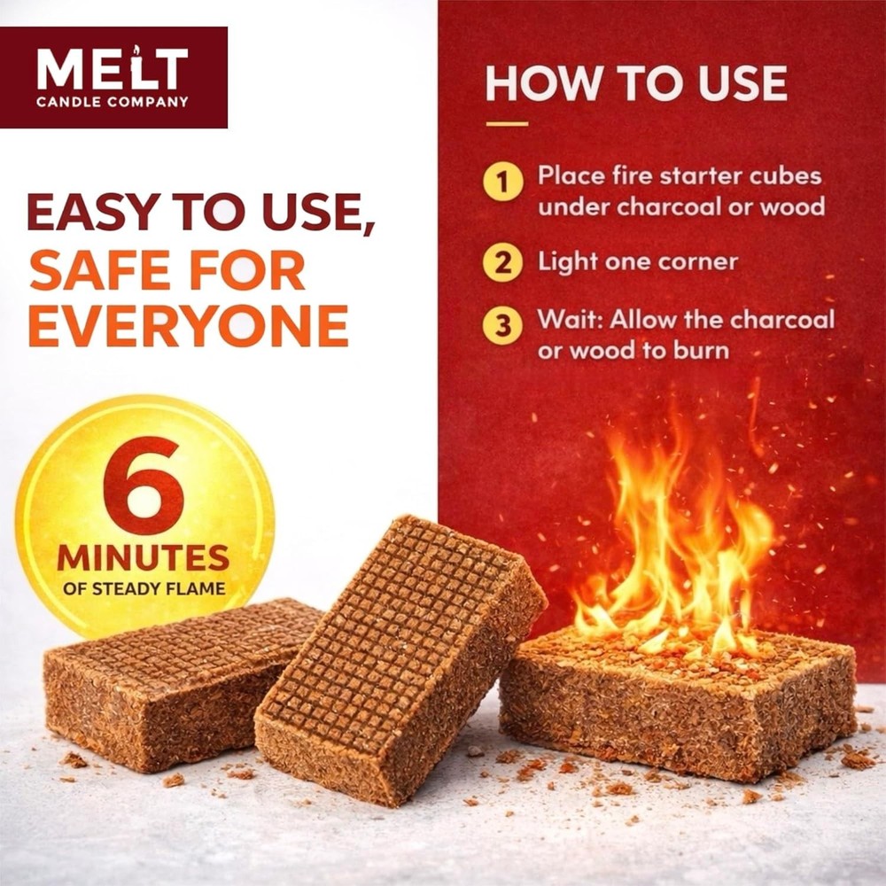 Fire Starter Squares, 160 pcs - Charcoal Fire Starters for Campfires, Grill, ...