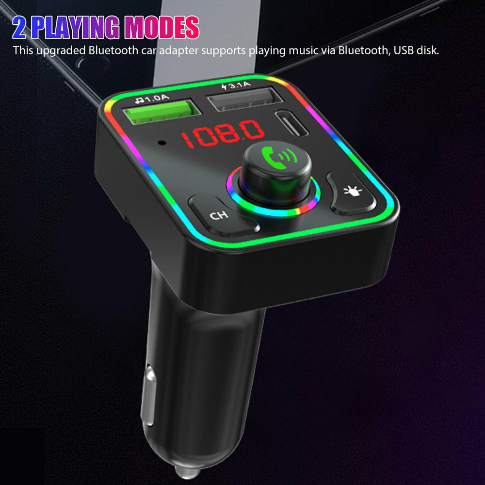 Wireless Car FM Transmitter Mini LED Screen MP3 Bluetooth 5.0 Fast PD Adapter