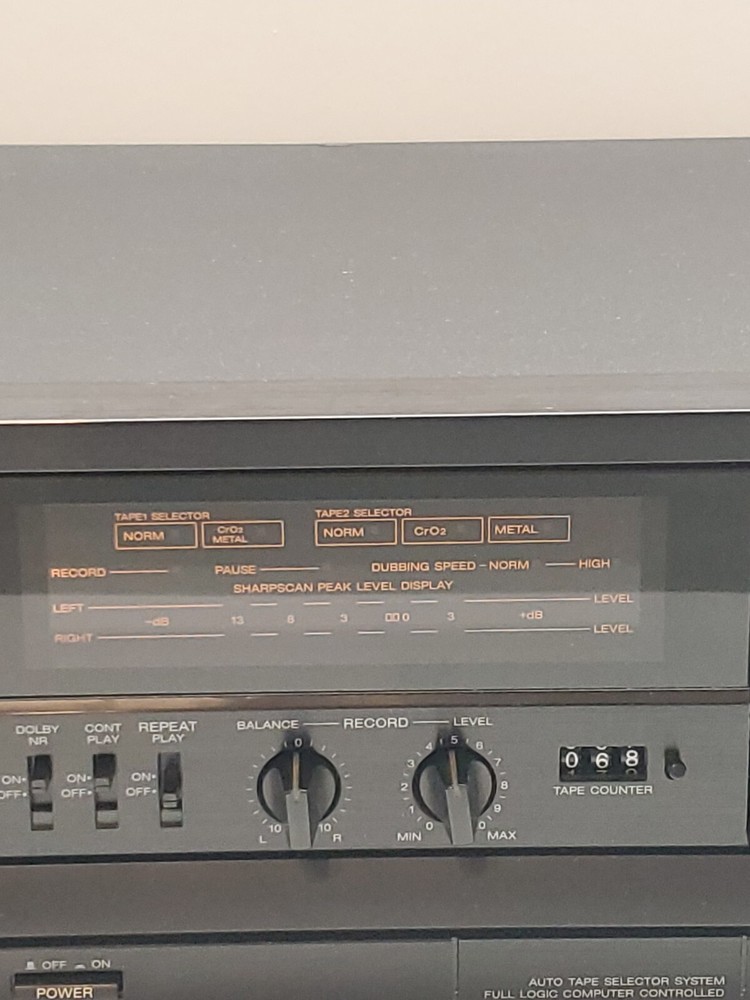 Sharp RT-W3200 Stereo Double Cassette Deck Tested No Remote