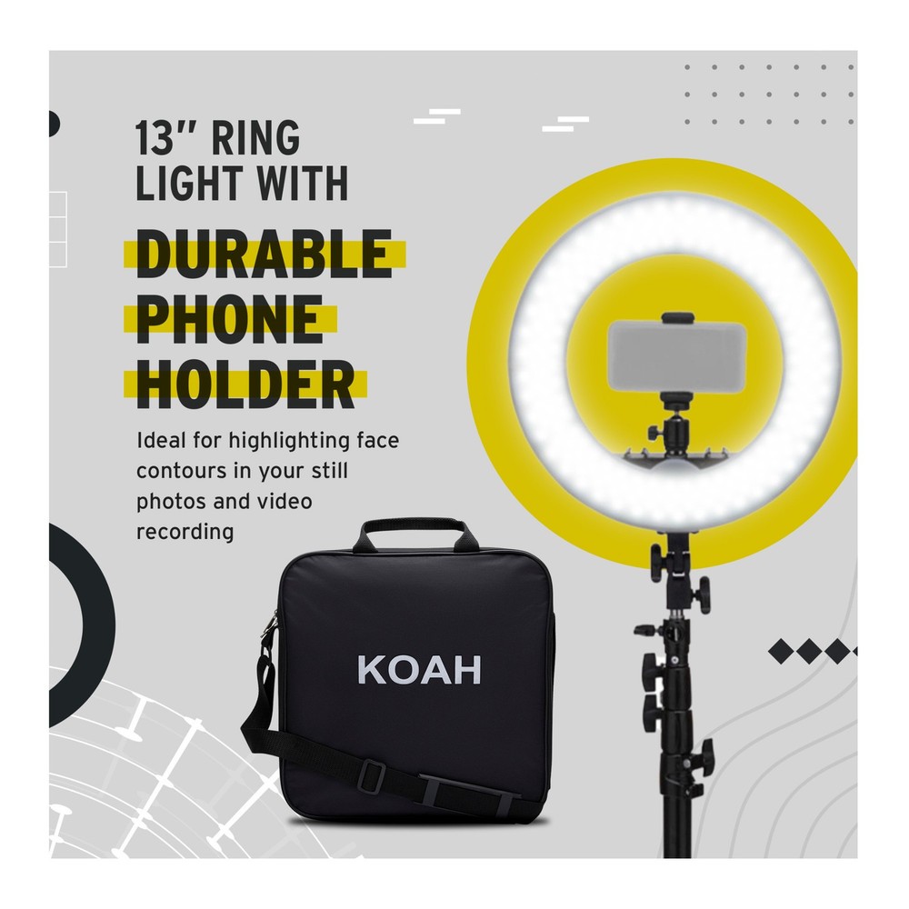 Koah SOL SPHERE 13 In 42W Dimmable LED Ring Light Air Cushioned Stand