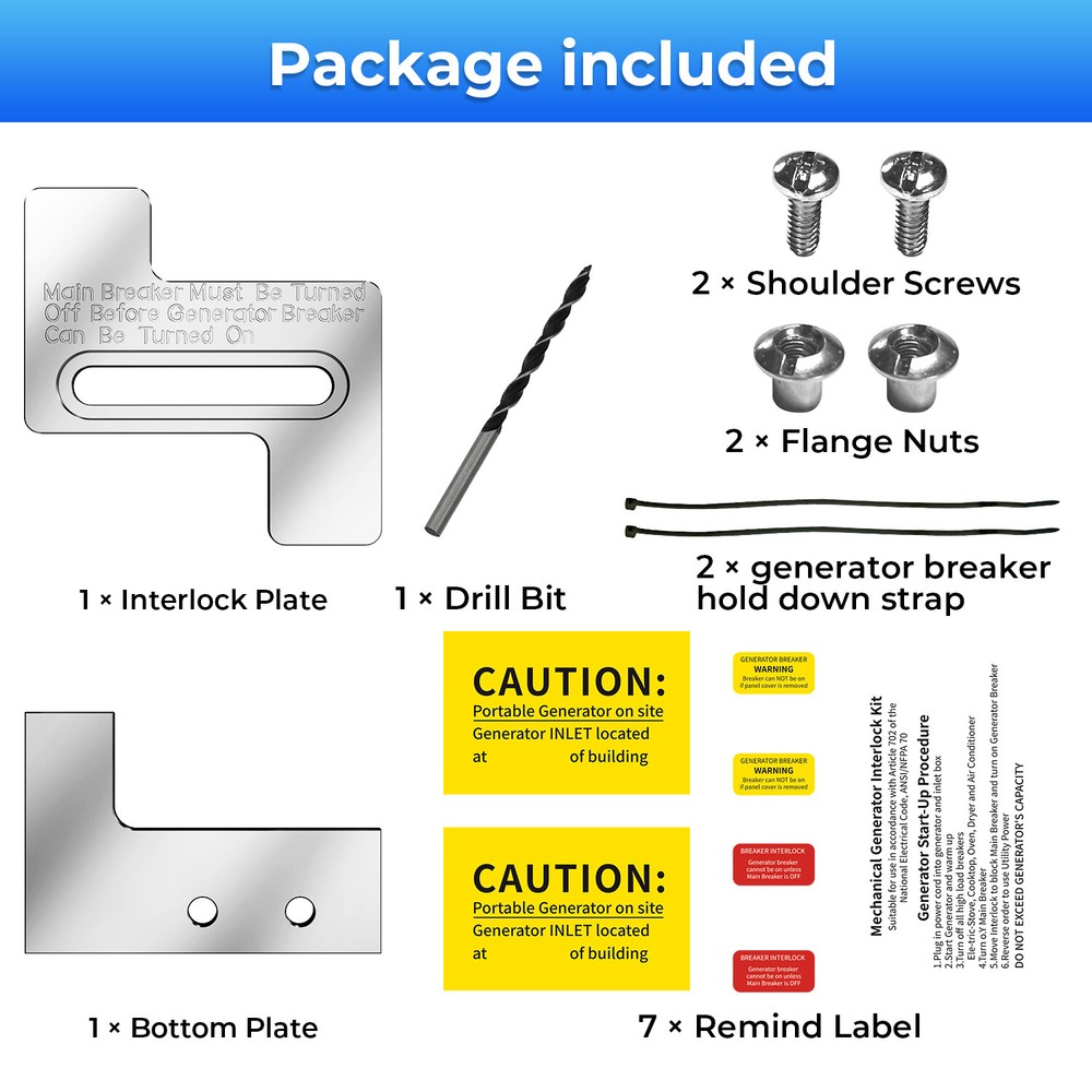 Generator Interlock Kit For Challenger Westinghouse Siemans 200 Amp Panel