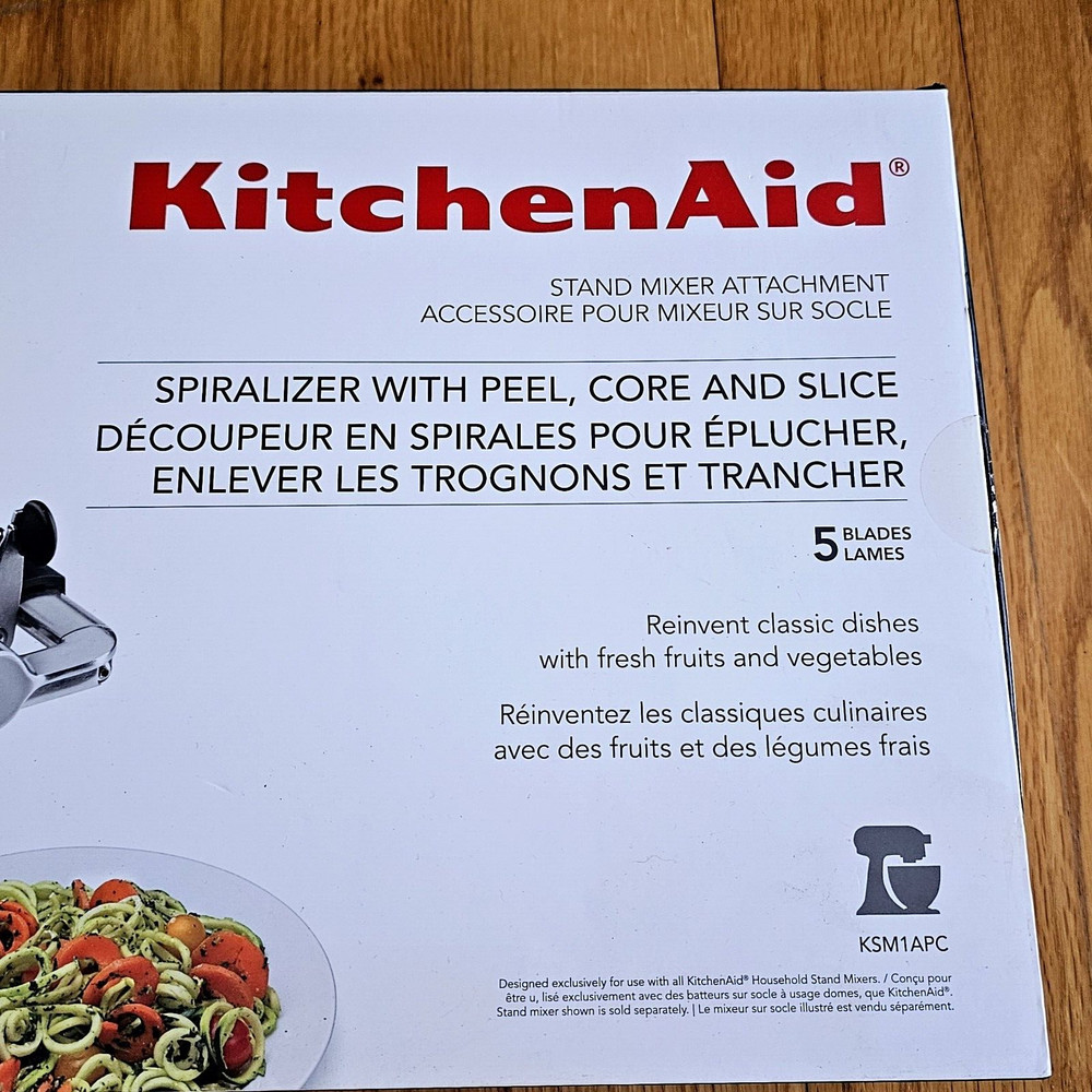 KitchenAid Spiralizer Peel Core Slice 5 Blades NEW Open Box KSM1APC