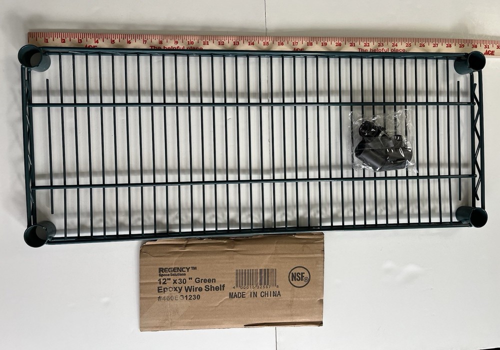 Single 12”x30” Green Epoxy Wire Shelf Regency + 4 Split Sleeves