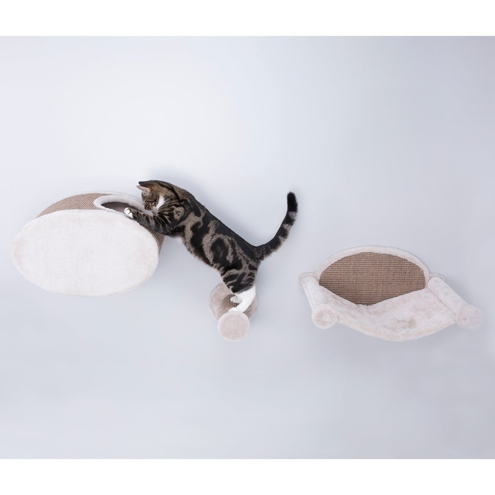 Liam Multi-Level Wall Mounted Cat Perch-Lounge Set, Brown