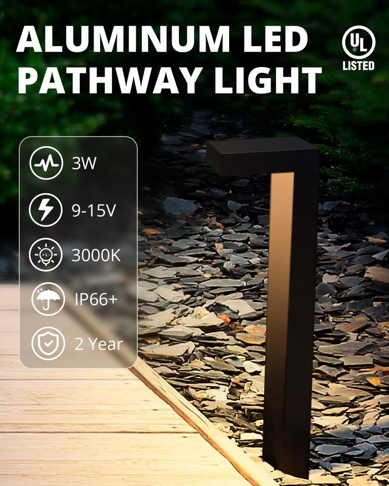 GKOLED 4-Pack Low Voltage Landscape Lighting, Pathway Lights, 4-Pack, 3000K