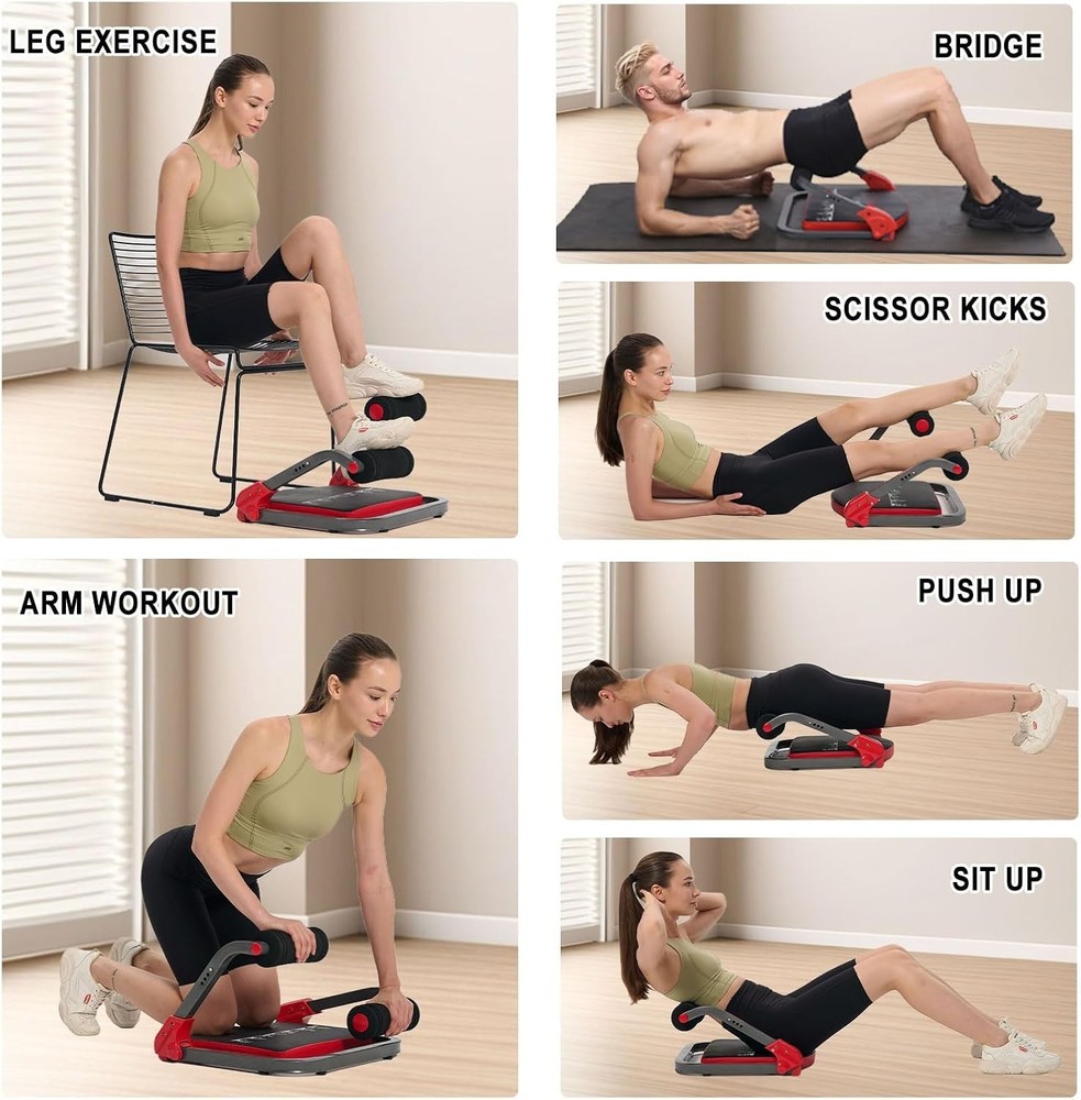 Ab Machine Sit Up Exercise Equipment Ab Workout Equipment W/ 3 Adjustable