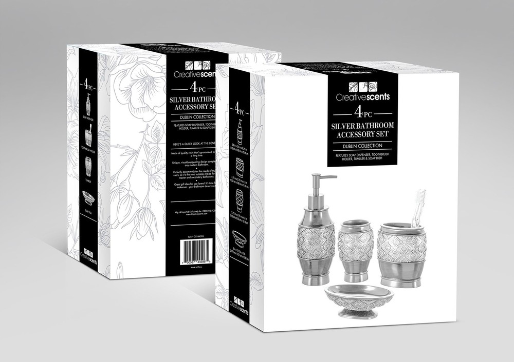 Dublin Silver Bathroom Accessory Set - Brushed Silver Bathroom Sets Accessori...