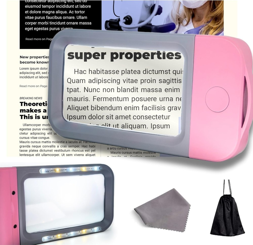 Magnifying Glass with Light | 3X Large Rectangular Reading Magnifier with 10 ...