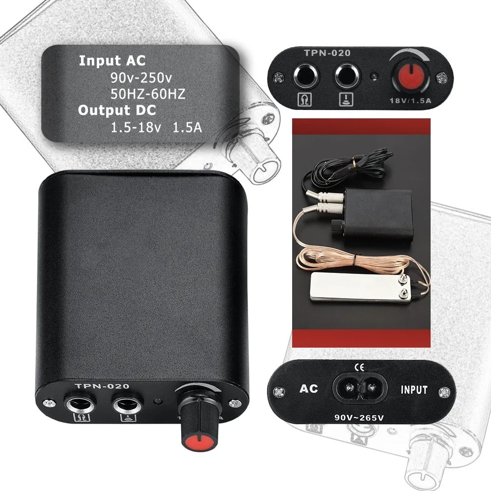 Complete Rotary Tattoo Machine Kit Shader Liner Assorted Set PowerSupply Needle