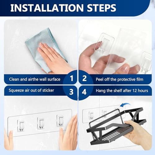 14 Pack Shower Caddy Replacement, Strong Hooks, No Transparent-Upgrade 14Pack