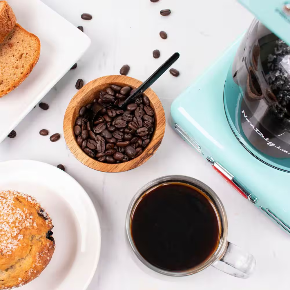 12-Cup Blue Coffee Maker with Pause and Serve Function