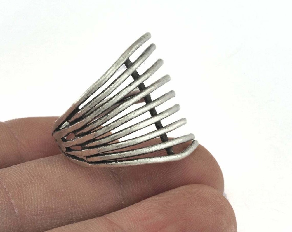 Adjustable Ring Antique Silver plated brass 19mm 9US inner size - Adjustable