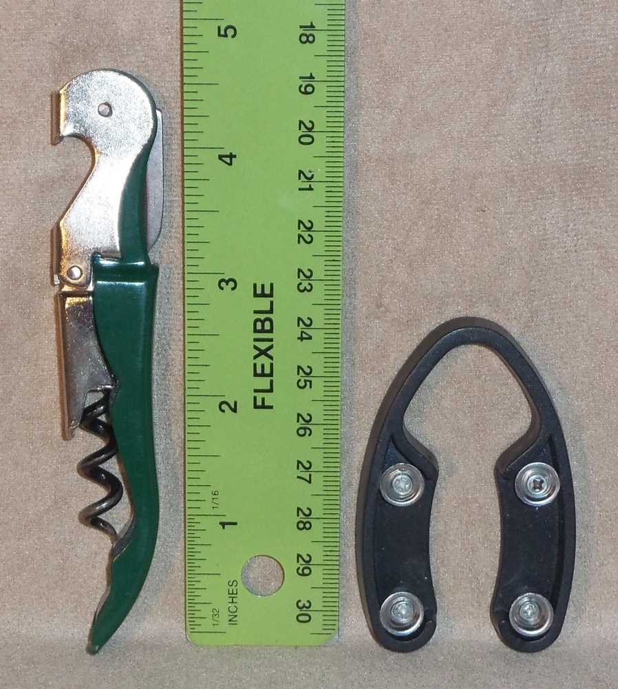 Pulltap's Double-Hinged Waiters Corkscrew Stainless Steel w Green + Label Cutter