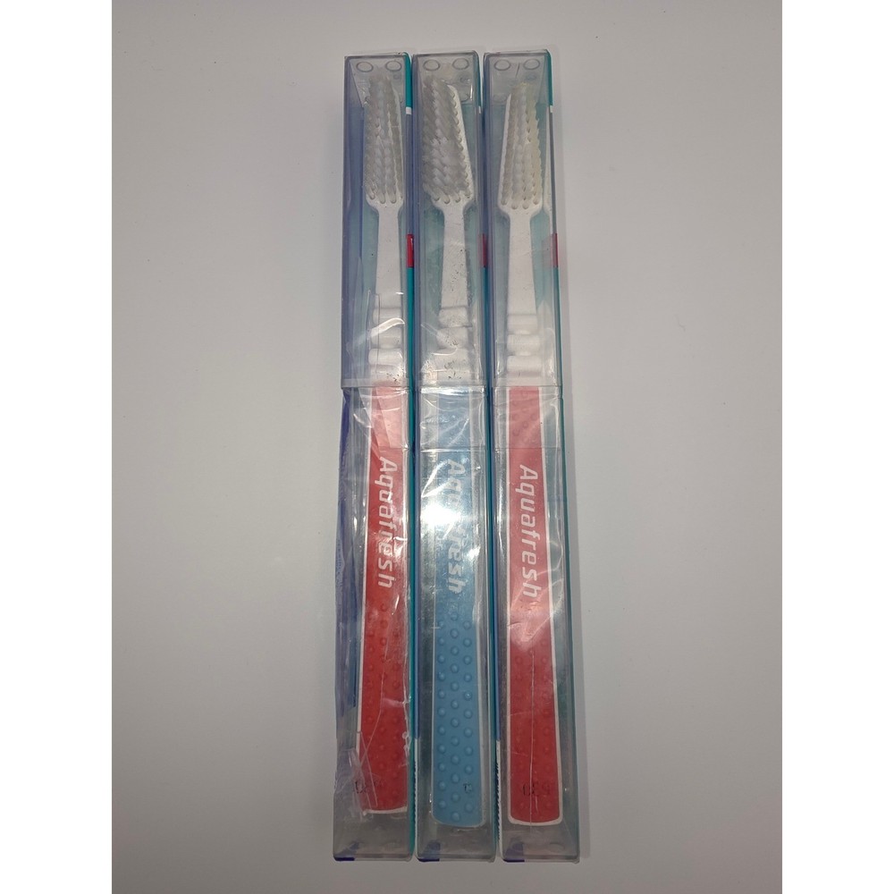 Vintage Aquafresh Flex Toothbrushes Full Size Medium 3 Pack Made in Germany 90s
