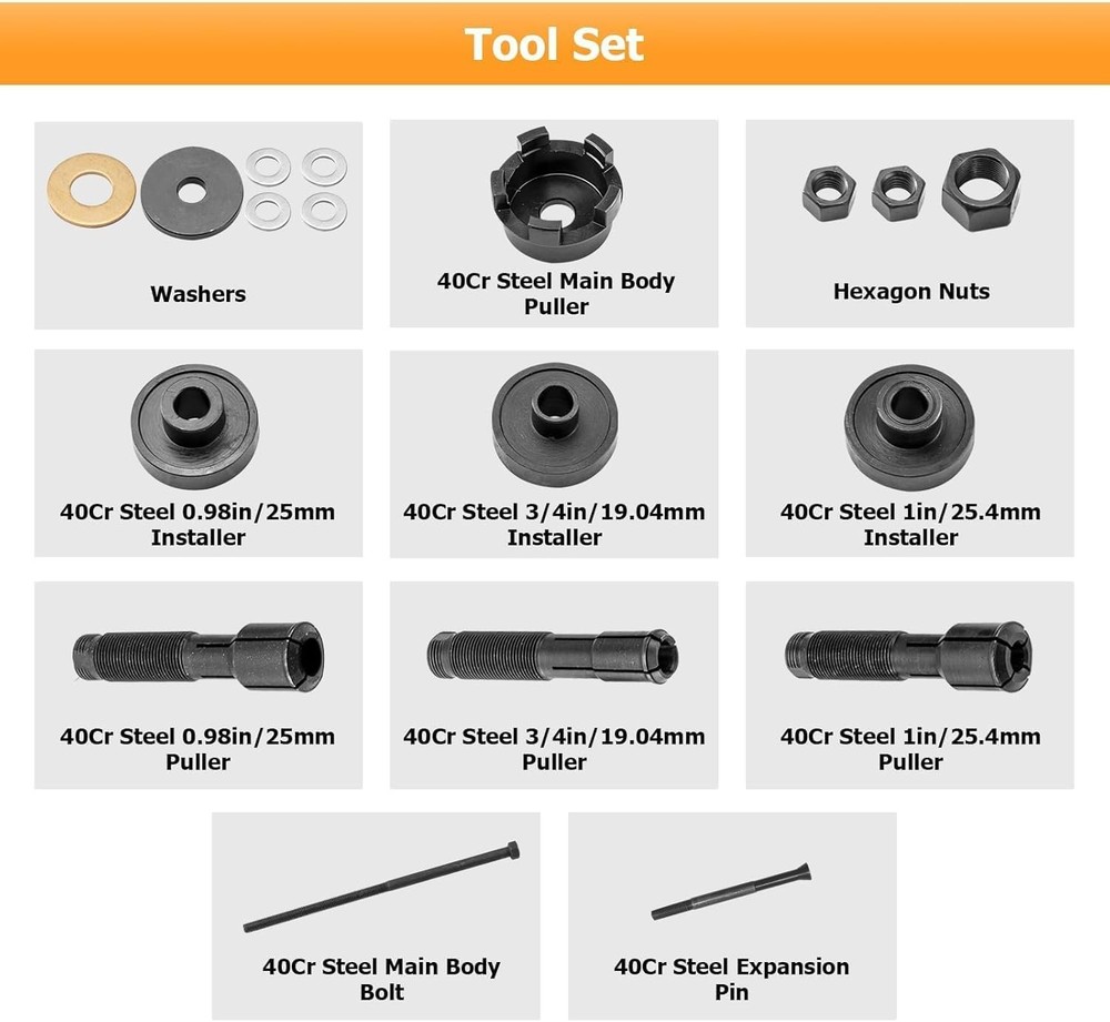Wheel Bearing Puller Tool Kit Compatible with Harley Motorcycles. Wheel